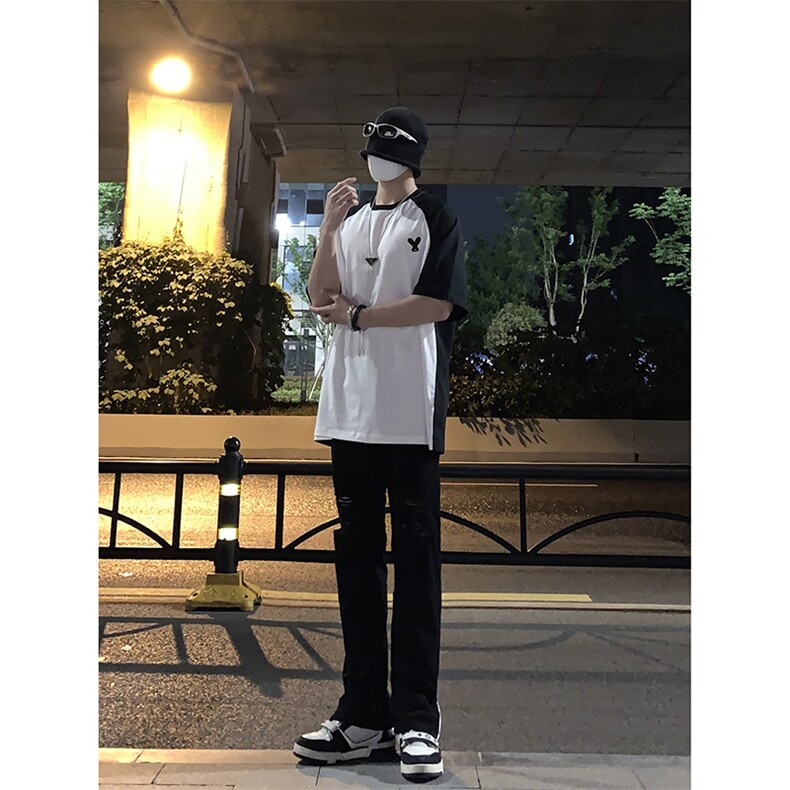 B221 美式ins高街暗黑拉链小脚弹力破洞牛仔裤 LK23060-P65 控88图片
