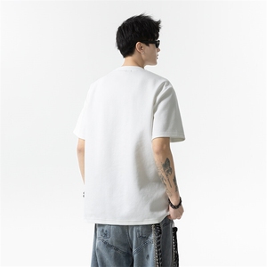 2025夏季新款港风日系纯色亨利领短袖T恤男潮 XZ213-TX15-P35控58图片