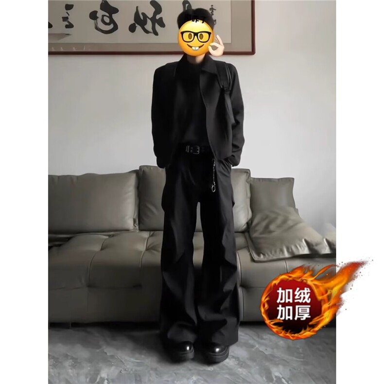 1506/QXK030/P49韩男装痞帅设计师拼接翻领轻熟短款毛呢夹克图片