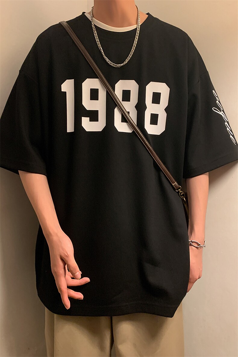 冰氧仿棉短袖港风暖光夏季休闲百搭刺绣纯色男上衣TC3147-P22控48,男装T恤,星座717