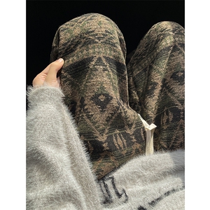 8XL-M羊羔绒裤子男冬季加绒加厚民族风重磅针织棉裤大码KZ023P78图片