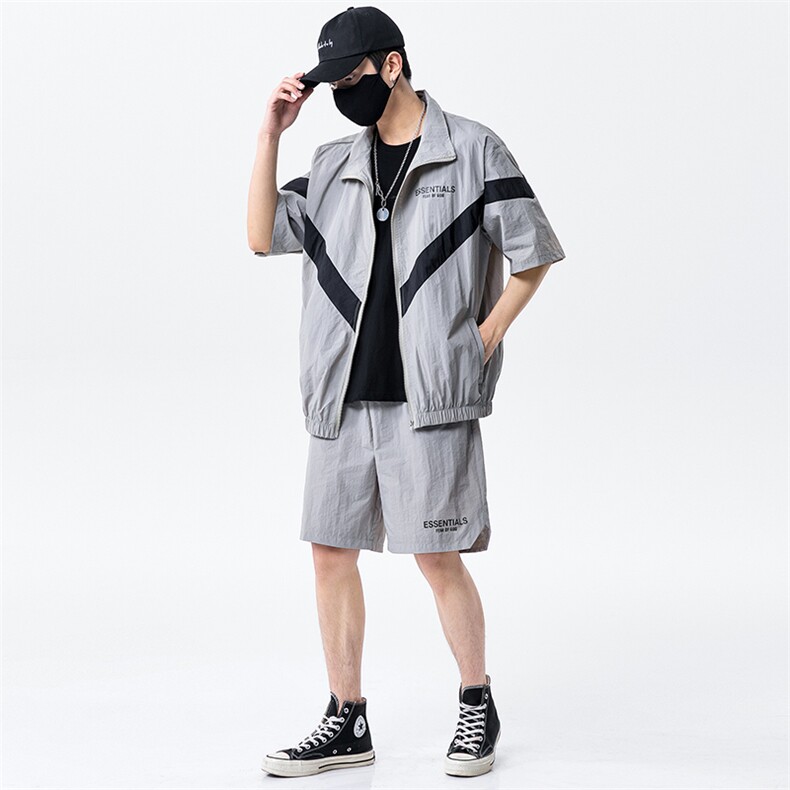 夏季新款运动服套装男薄款立领防晒衣休闲两件套DS774T,男装休闲裤,电商A102
