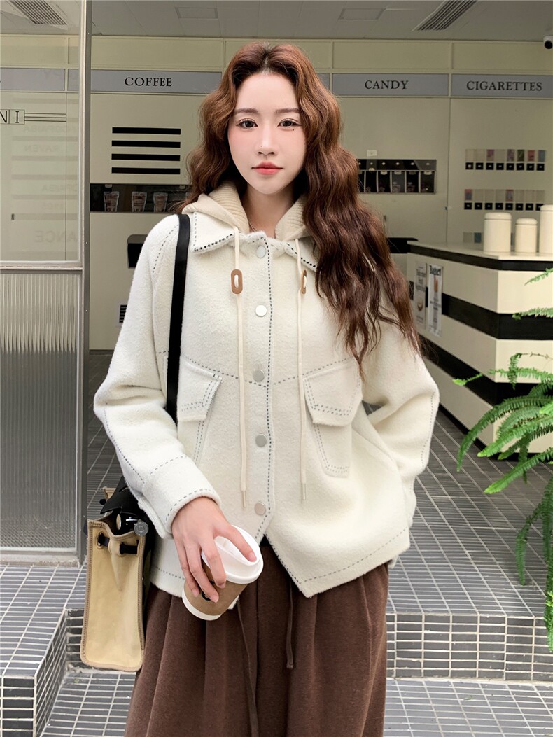 短款韩系呢子大衣女2025年新款秋冬毛呢外套韩系1392P145K218,女装毛呢外套,欣美人