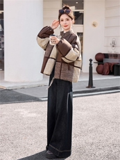 2025年冬季新款拼接短款休闲羽绒服，女装羽绒服，橙子家