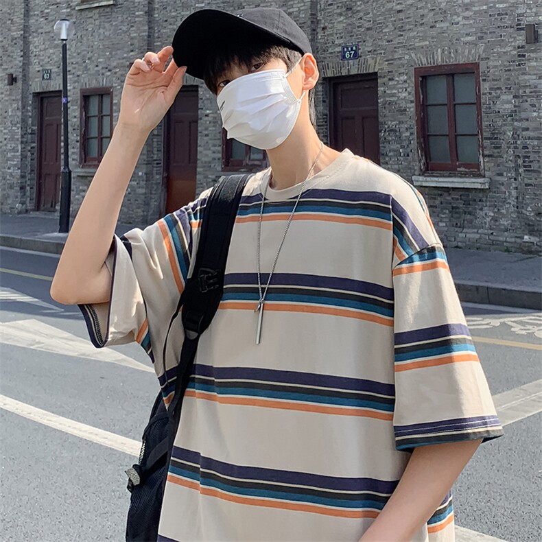 TT30男士休闲彩条男装圆领夏季T恤衫打底衫半袖TEE恤男装文艺学生,男装T恤,星座115A(原星座507）