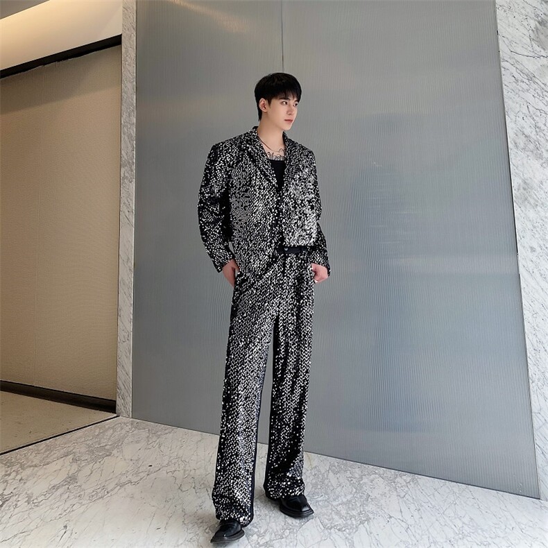 春亮片痞帅炸街西服男外套高级感潮牌休闲舞台装西装上衣318-P125,男装西服套装,电商A345