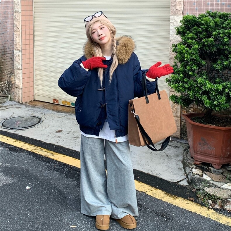 卡其色羽绒服女复古牛角扣派克服冬季2025年新款加厚韩系棉袄外套,男装羽绒服,星座506A