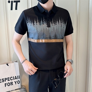 店主风社会小伙男印花翻领POLO衫男休闲上衣301A-1/PL113/P53图片