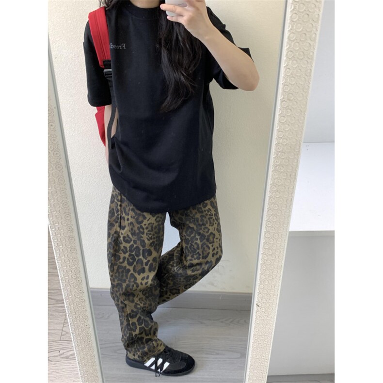 美式高街豹纹工装裤女宽松阔腿牛仔裤男夏季休闲裤子NT10,男装牛仔裤,星座1116A（原606A-3）