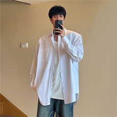 A450-AJ127-P75控119早秋男女同款垫肩长袖衬衫纯色，男装衬衫，电商A450