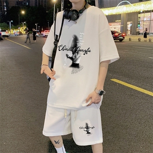 ！2024夏季新款男士华夫格短袖套装百搭学生一套HTZ55P50图片