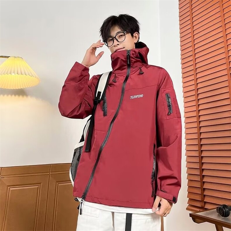 斜拉链冲锋衣外套男春秋季硬壳压胶防水锁温三合一夹克030/P68,男装夹克,星座506