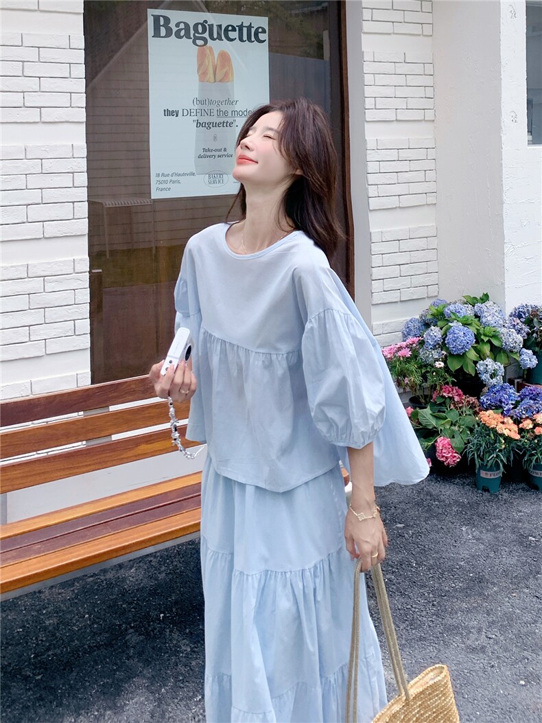 全棉中袖上衣+半身裙两件套R2C086-2569-1P130K198,女装套装/套裙,浙宝A馆126