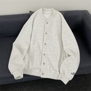 美式重磅开衫卫衣男潮牌简约棒球服休闲运动外套W013-P58图片