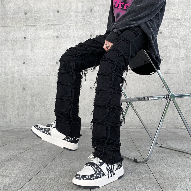 美式嘻哈潮牌高街水洗牛仔裤宽松直筒休闲裤A161-S2358-P55,男装牛仔裤,电商A161