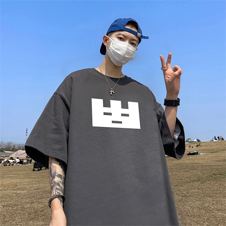 抖音得物二开现货供应220克夏装重磅美式高街宽松短袖t恤MT52图片