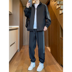休闲套装男秋季宽松加大码潮流卫衣卫裤运动休闲两件套TZD02/P70图片