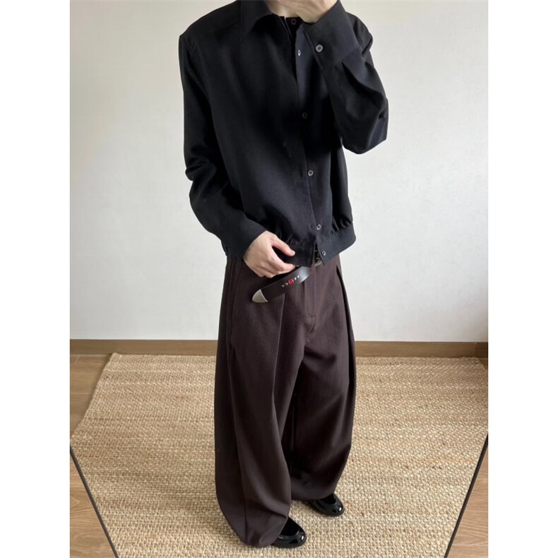 网图~现货cleanfit老钱风立体肩纯色长袖衬衫外套W1360/特P38,男装衬衫,电商B350
