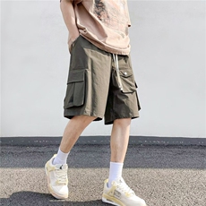 日系大口袋工装短裤男夏季2025潮牌宽松五分裤男士K6212-P35，男装牛仔裤，星座412-3