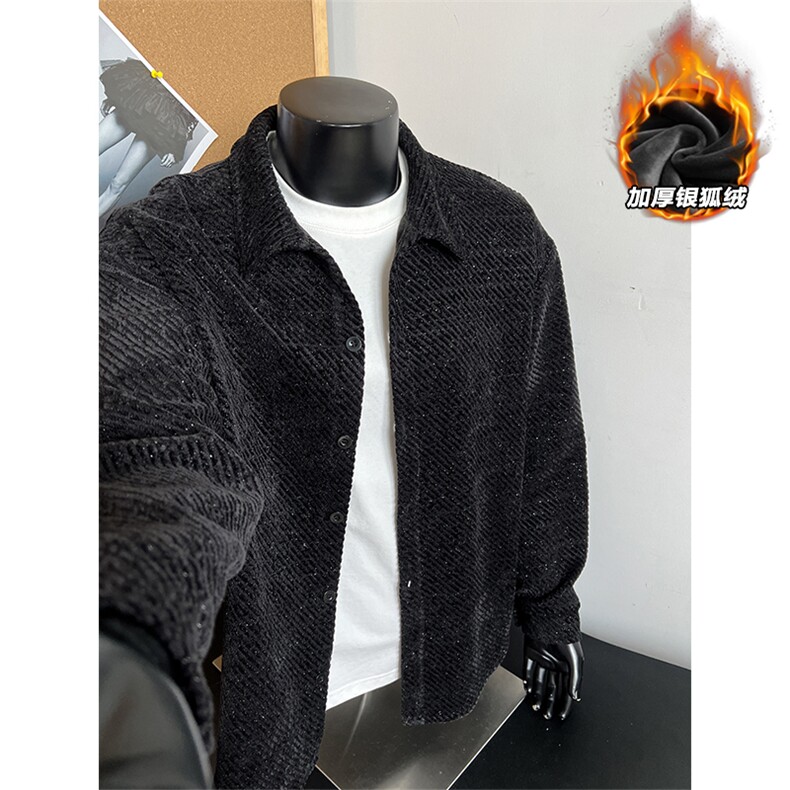 高克重雪尼尔480g复古银狐绒保暖夹克外套男J5265J加绒-特P45控88,男装夹克,电商A001-1