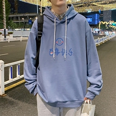 WY2183-P35加绒款-P40纯棉连帽卫衣男大码运动帽衫宽松薄外套男，男装卫衣，电商A040