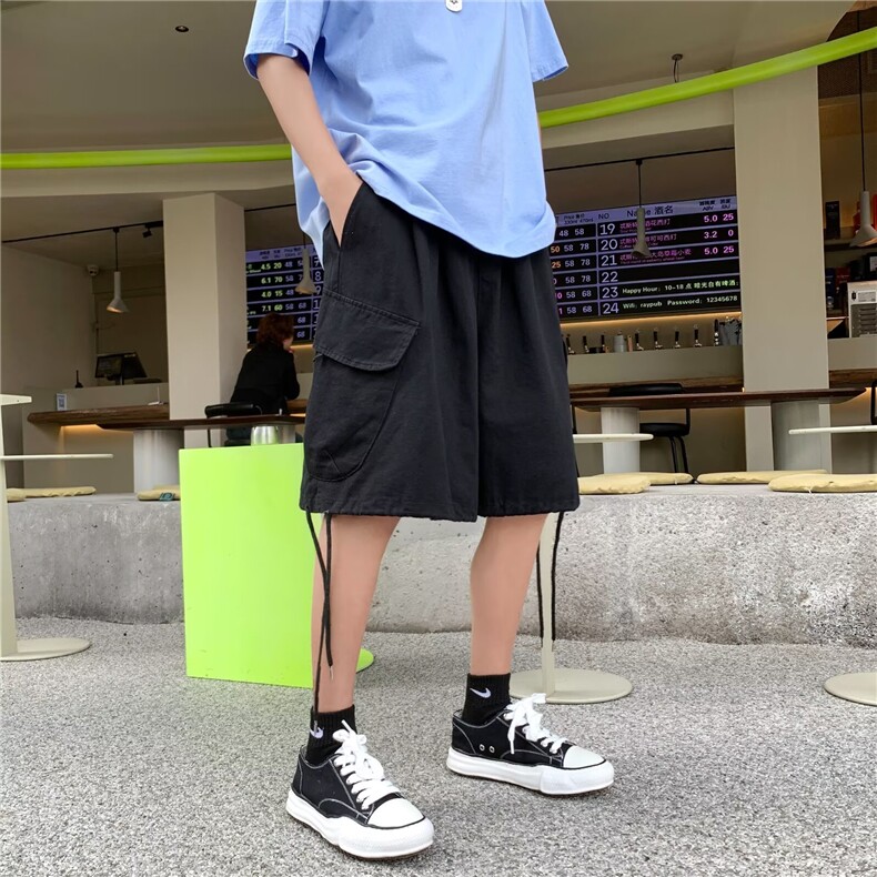 工装短裤男夏季潮牌痞帅炸街设计感中裤美式机能篮球运动五分裤子,男装牛仔裤,星座506A