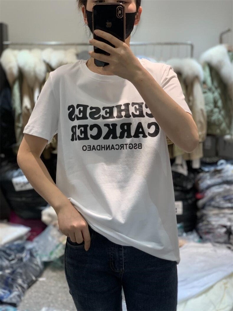 2022新款韩版修身显瘦短袖T恤简约时尚,女装T恤,L·H·X