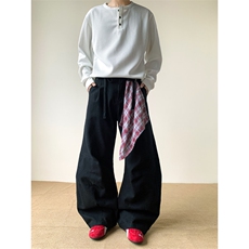 美式cleanfit廓形牛仔裤男可拆卸方巾多拉链组合直筒裤NZ0731-P50，男装牛仔裤，星座308B-2
