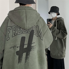 600克加绒加厚拉链开衫激光烧花麂皮绒卫衣B269-LK328-P78，男装卫衣，电商B219A