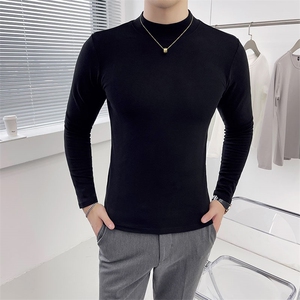 半高领双面绒长袖T恤打底衫男 德绒亲肤面料修身纯色内搭521-p35图片