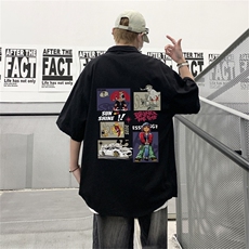 DSA028-MDS2325夏季新款港风百搭潮流印花短袖衬衫男，男装T恤，电商A028