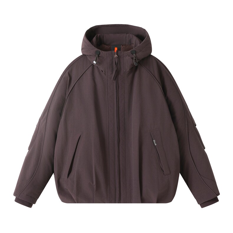 2025冬季新款简约纯色插肩袖连帽羽绒服男潮牌百搭保暖羽绒服外套,男装羽绒服,电商A234