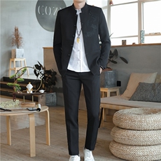 中山装西服套装男唐装西装两件套刺绣风外套A334-TZ109-P150，男装民族服装，电商B339(原A334）
