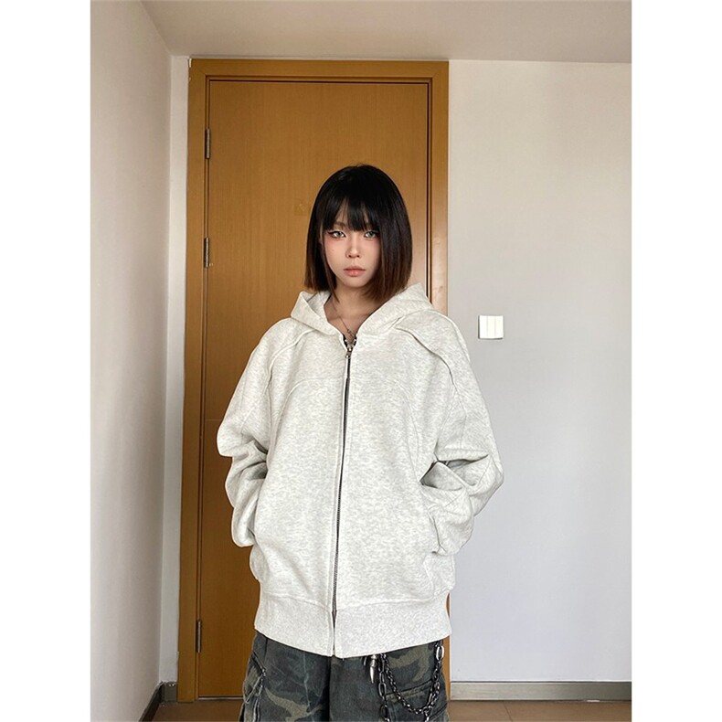 春秋季美式复古拼接连帽休闲开衫卫衣男女潮痞帅运动拉链夹克外套，男装夹克，星座1210-1