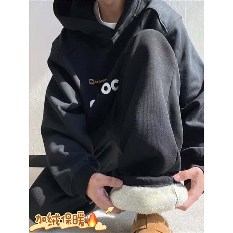 加绒加厚冬款男女休闲卫裤保暖直筒棉裤长裤H4571 P40图片