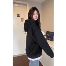 W858-P40美式cleanfit简约假两件连帽卫衣男秋季外套重磅休闲，女装短外套，星座215-1