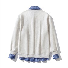 可二开衬衫领卫衣男:表面棉底部聚酯纤维78010P58控88，男装衬衫，星座227-7