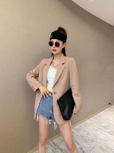 【现货】春季新款女士百搭显瘦纯色简约长袖西装外套，女装西装，名怡