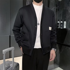 男士卫衣外套棒球服长袖纽扣针织衫拼色口袋休闲上衣男夹克潮，男装针织衫/毛衣，星座601-2