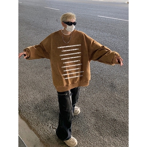 得物抖音高品质二开 360克重磅做旧炒雪花纯色圆领水洗卫衣 1515图片