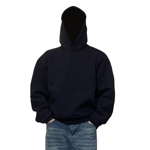 网图重磅65棉450克双排扣连帽卫衣纯色短宽套头外套男 RH5311-P48图片