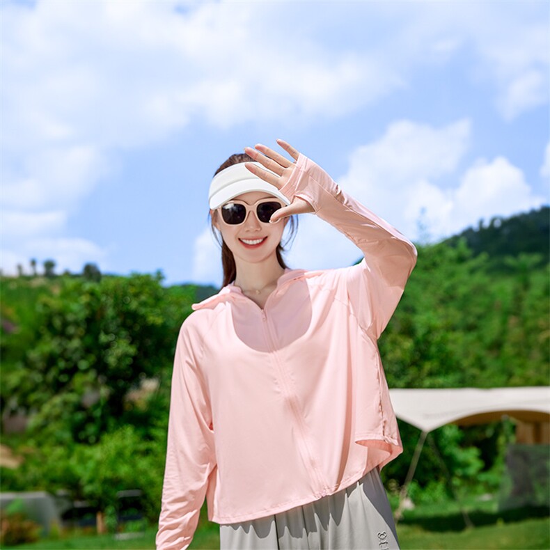 夏连帽冰丝防晒服女黑胶大帽檐斗篷upf50+薄款宽松户外透气防晒衣,女装防晒衣,可可小西