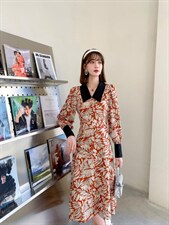 时尚优雅时尚气质百搭韩版潮流修身连衣裙，女装连衣裙，荷塘月色