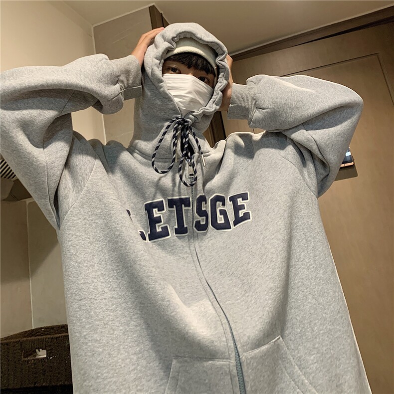 抖音品质秋冬装泡沫印花情侣加厚连帽开衫加绒卫衣G1026P78男,男装卫衣,电商A339