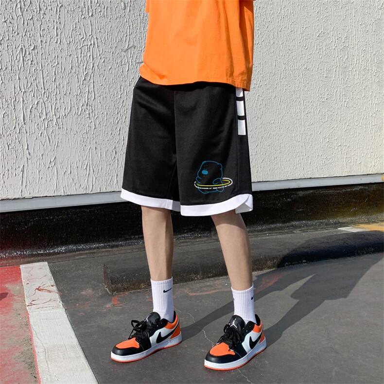 ！2023夏季新款男士冰丝短裤小熊印花潮流运动中裤DK605P30,男装休闲裤,电商B220