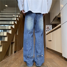 抖音品质秋季新款美式高街水洗潮流直筒牛仔裤B315-K129-p65控88，男装牛仔裤，电商B315