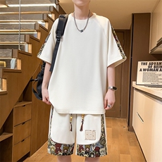 夏季T恤一套五分短裤两件套刺绣休闲运动套装男A266-TZ9908-P50，男装牛仔裤，电商A266