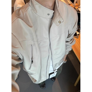 745-P54 美式高街立领工装飞行员夹克春秋宽松男女潮牌拉链图片