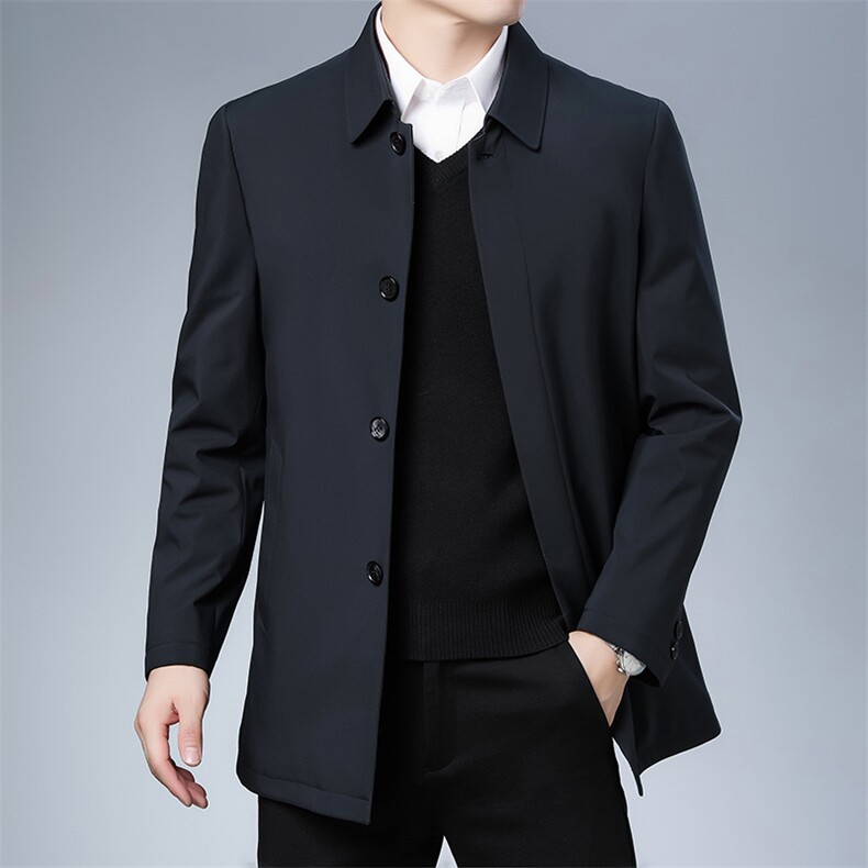 2023冬季新款翻领纯色休闲羽绒服男士中年宽松加厚保暖外套男装,男装羽绒服,电商B212（原钱塘6029）