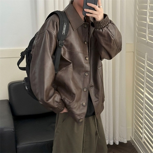 春秋现货绣花皮衣外套男潮牌宽松休闲复古夹克A351-AP2538-P105图片